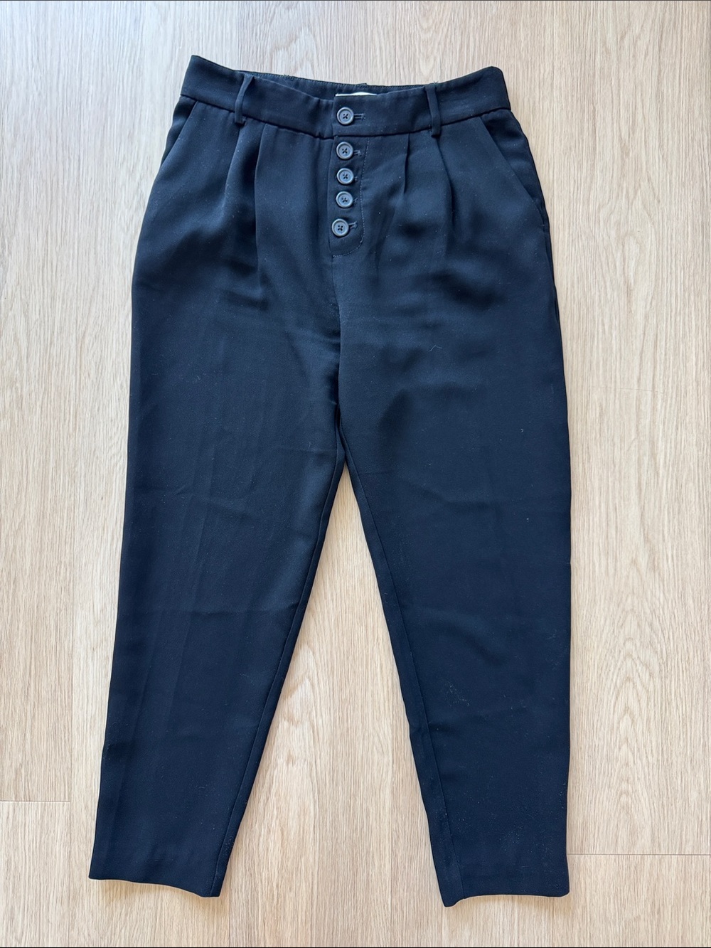 Anthropologie Men's Black Button-Front Tapered Pants